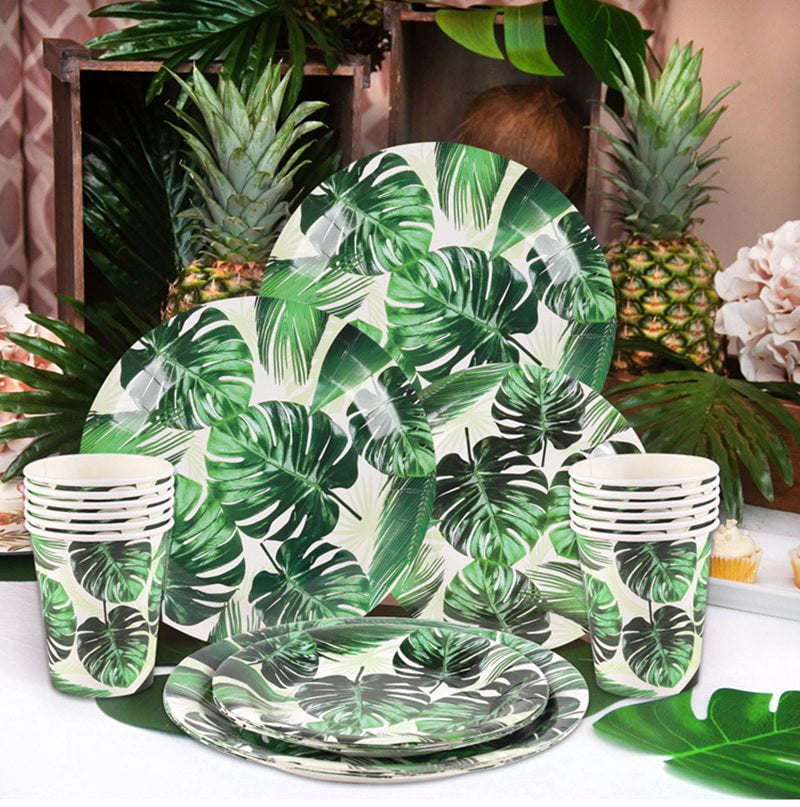 Feuilles de Palmier Tropicales Artificielles,, Décoration de Table, pour Anniversaire, Mariage, Fête Hawaienne Luau, d'Été, sur le Thème de la Jungle