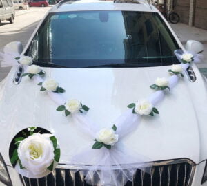 9 fleurs et 2 gazes blanche