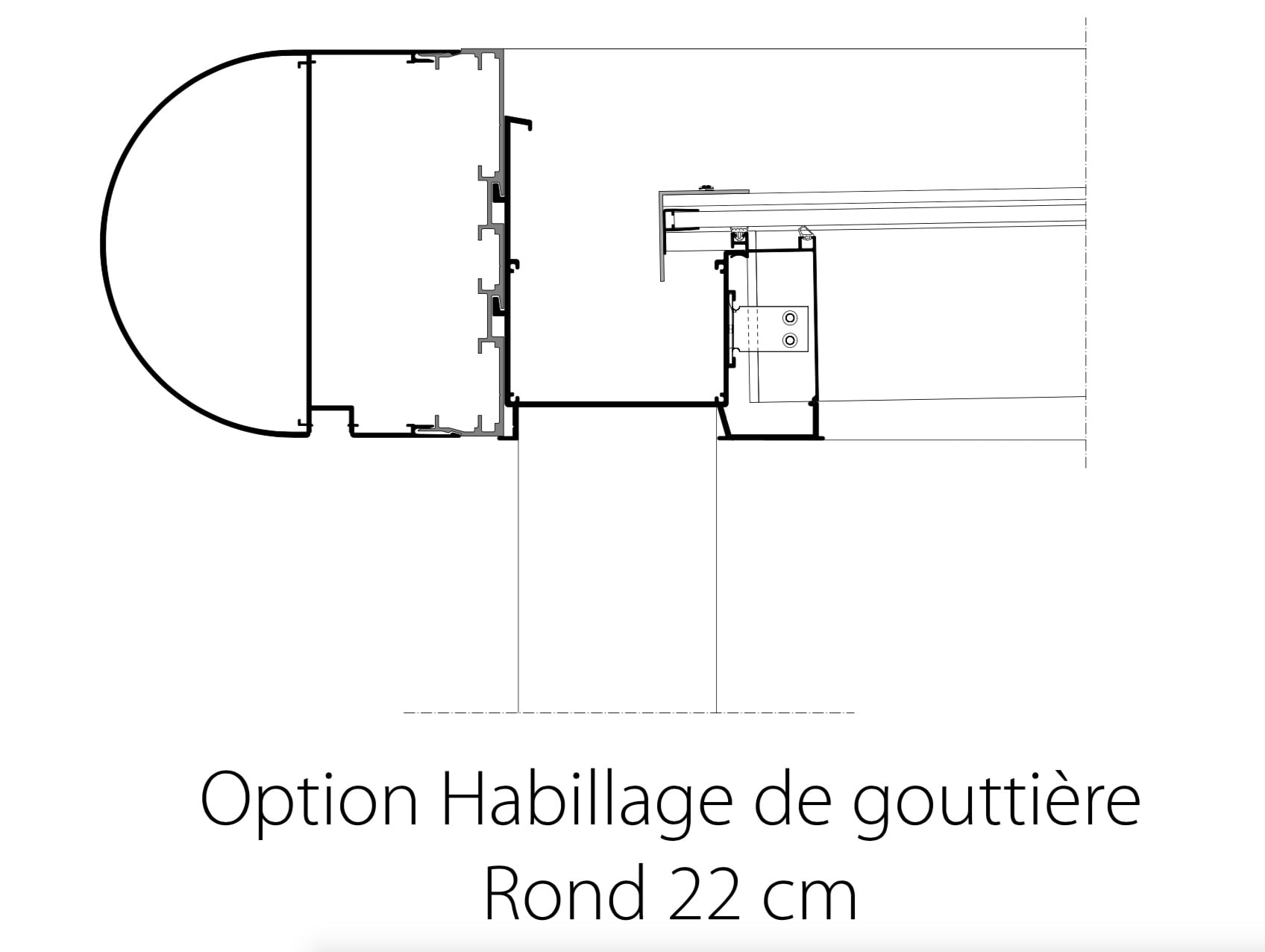 Habillage de gouttière rond 22cm